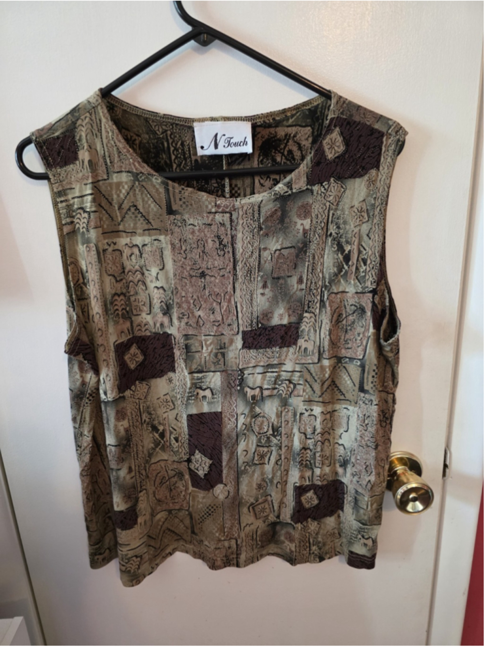 Vintage 90s N Touch Art To Wear Sleeveless Top Size XL